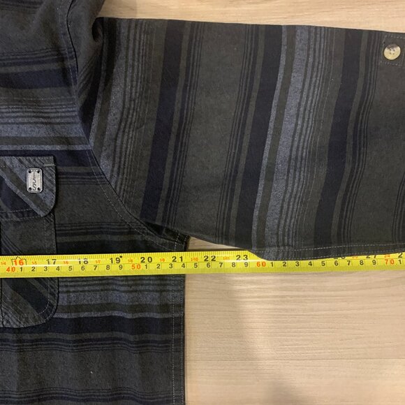 Triple Five Soul Men's Medium heavy cotton button down shirt striped pattern NWT - Picture 9 of 10